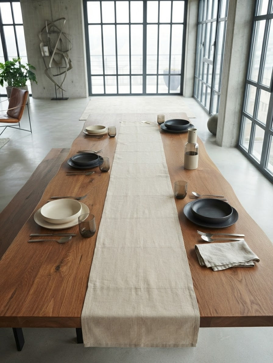 Earthy Patchwork & Minimalist Table Runner Set