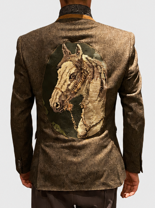 Brown Blazer with Horse Tapestry Back