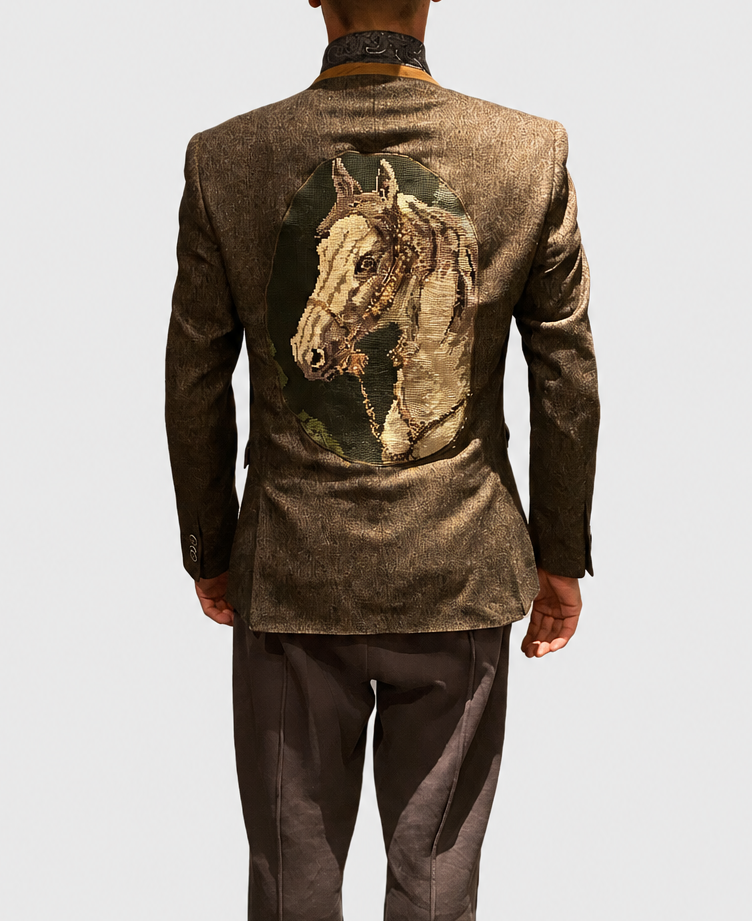 Brown Blazer with Horse Tapestry Back