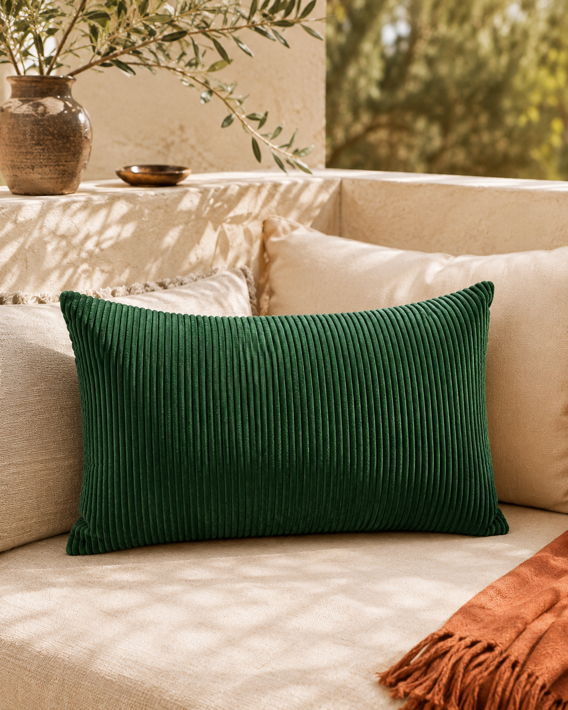 Deep Green Corduroy Cushion — Marrakesh No. 03