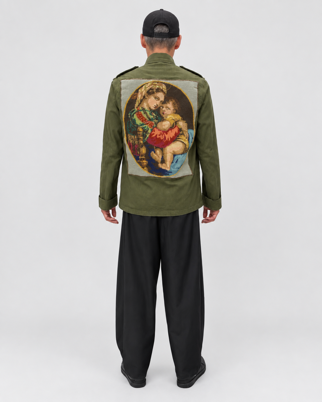 Fine-Art Artifact "Madonna"  Woven-Artisan Combat Military Jacket J+B Studio