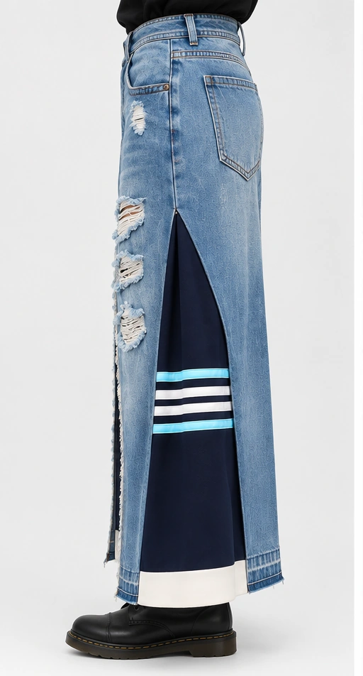 Avantgarde deconstructed Hybrid Maxi Streetwear Skirt by J+B Studio