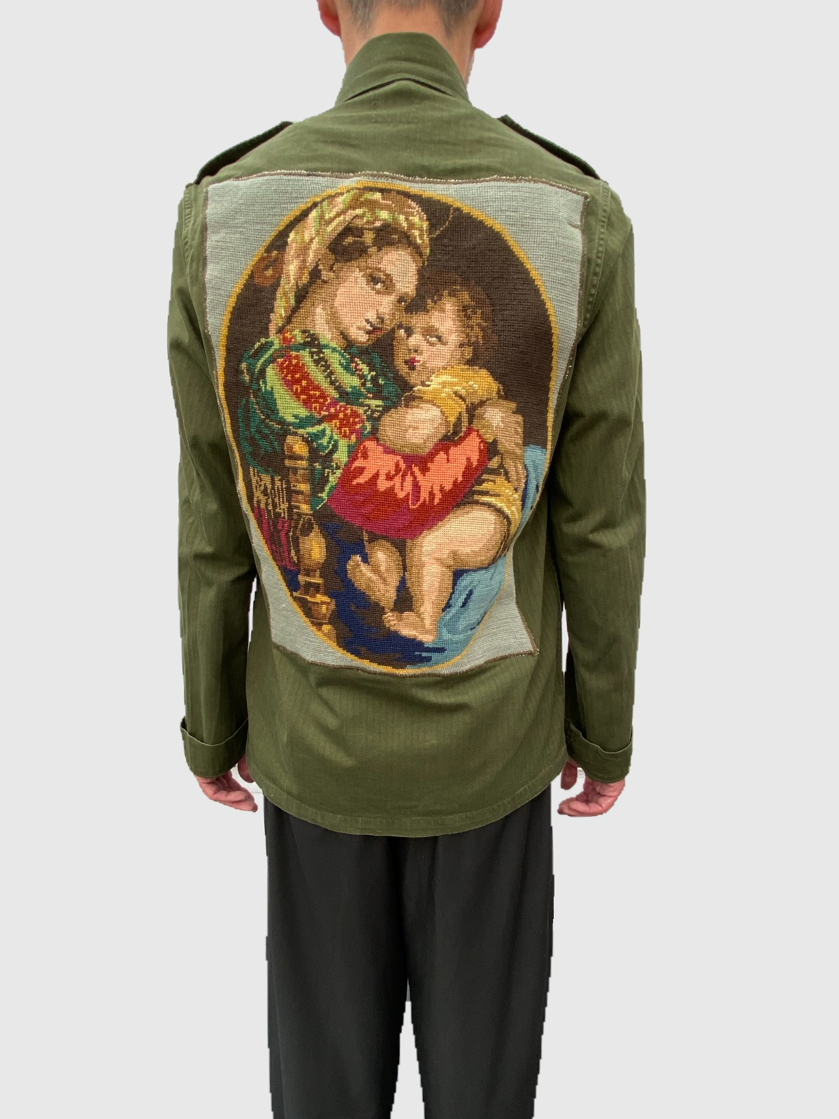 Fine-Art Artifact "Madonna"  Woven-Artisan Combat Military Jacket J+B Studio