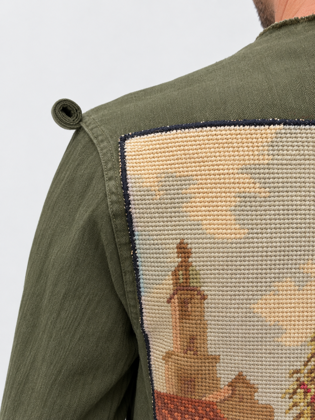 Custom Renaissance Woven Townscape Field Military Jacket by J+B Studio
