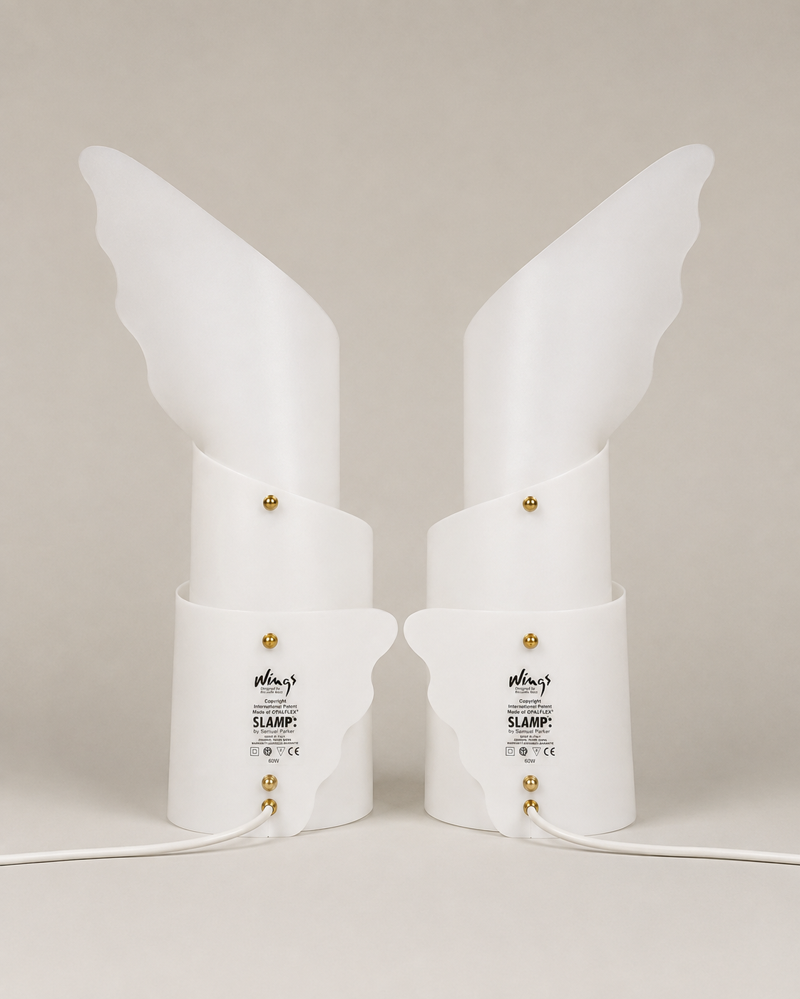 Pair of Wings Lamps designed by Riccardo Raco for Slamp