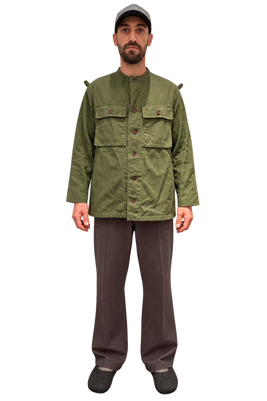 Reworked Olive Utility Jacket with Tapestry Back Panel | J+B Studio