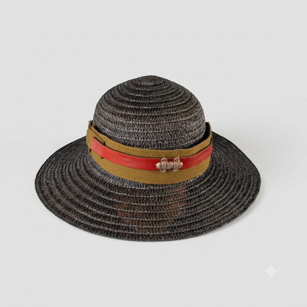 The Nomad Sombrero – Dark Charcoal Straw with Olive Canvas & Leather Accents
