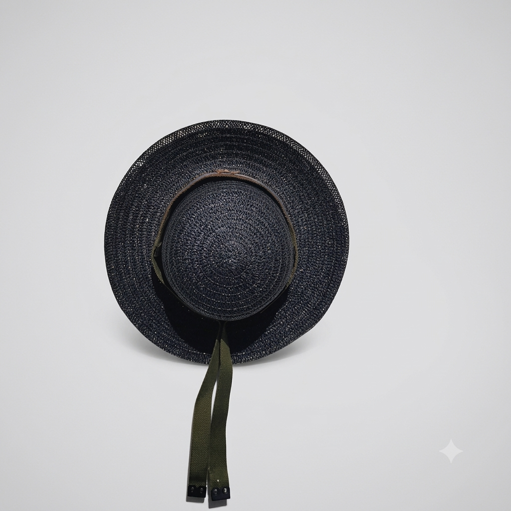 The Nomad Sombrero – Dark Charcoal Straw with Olive Canvas & Leather Accents