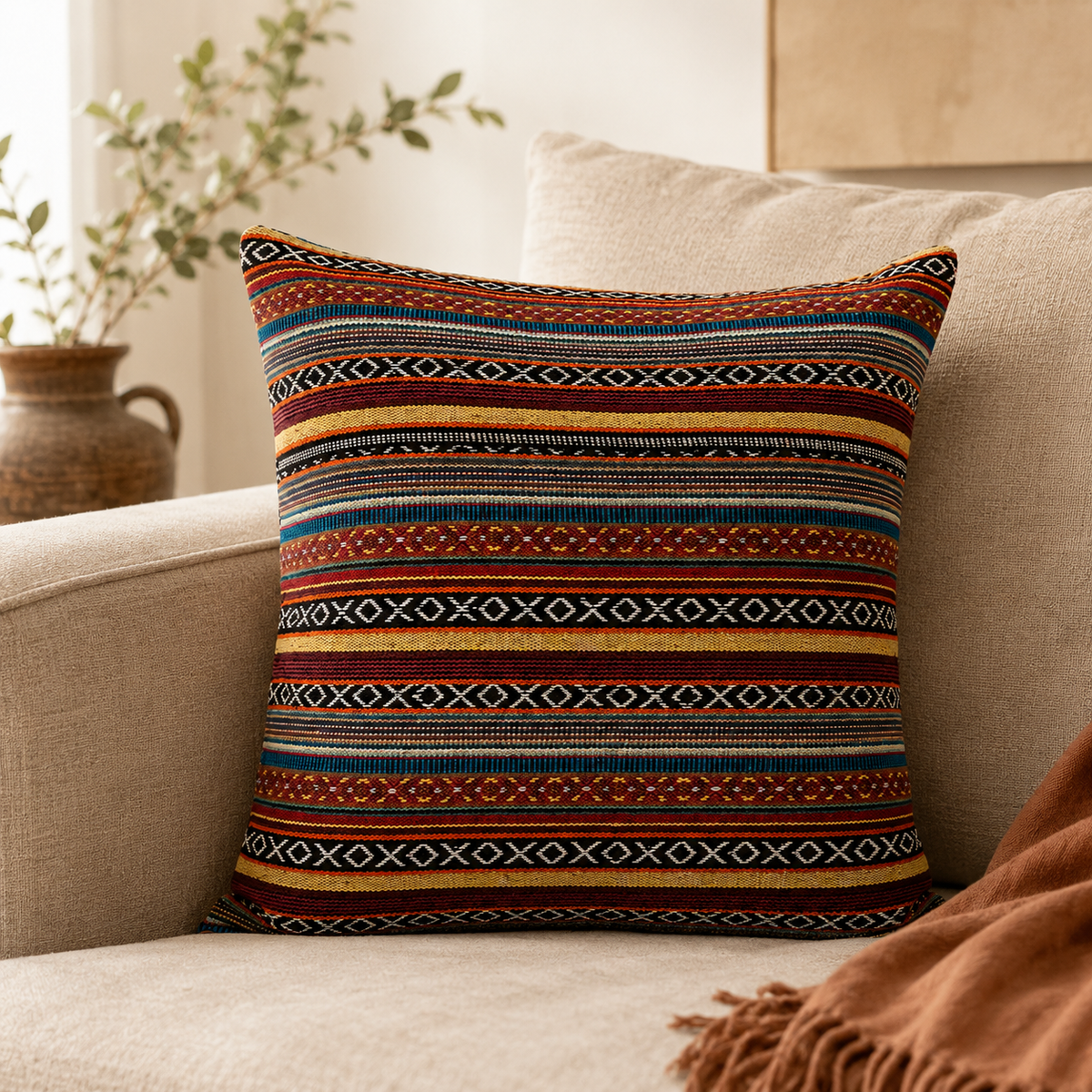 Striped Woven Cushion — Marrakesh No. 01